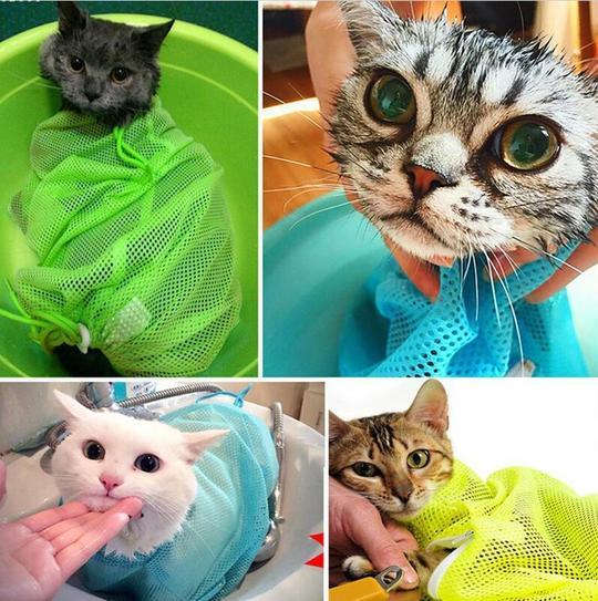 Polyester Cat Washing Shower Mesh Bags - Pet Parade Point