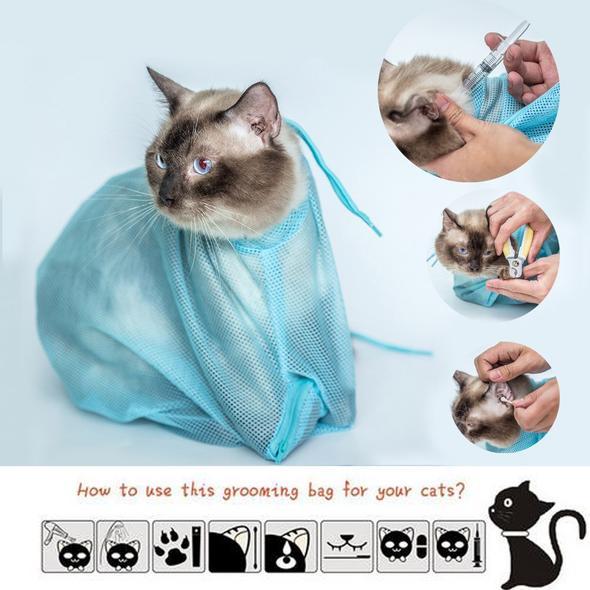 Polyester Cat Washing Shower Mesh Bags - Pet Parade Point